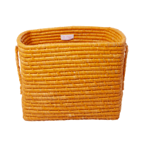 Tangerine Square Raffia Basket Raffia Handles Rice DK